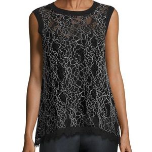 NWT Black & White Lace Design Tank Top